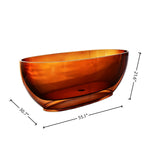 Dimension diagram for the 55-inch transparent brown resin bathtub.