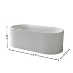 Dimension diagram for the 63-inch elongated oval acrylic bathtub.