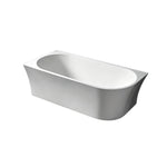 Three-quarter view of the 67-inch tapered acrylic back-to-wall bathtub.