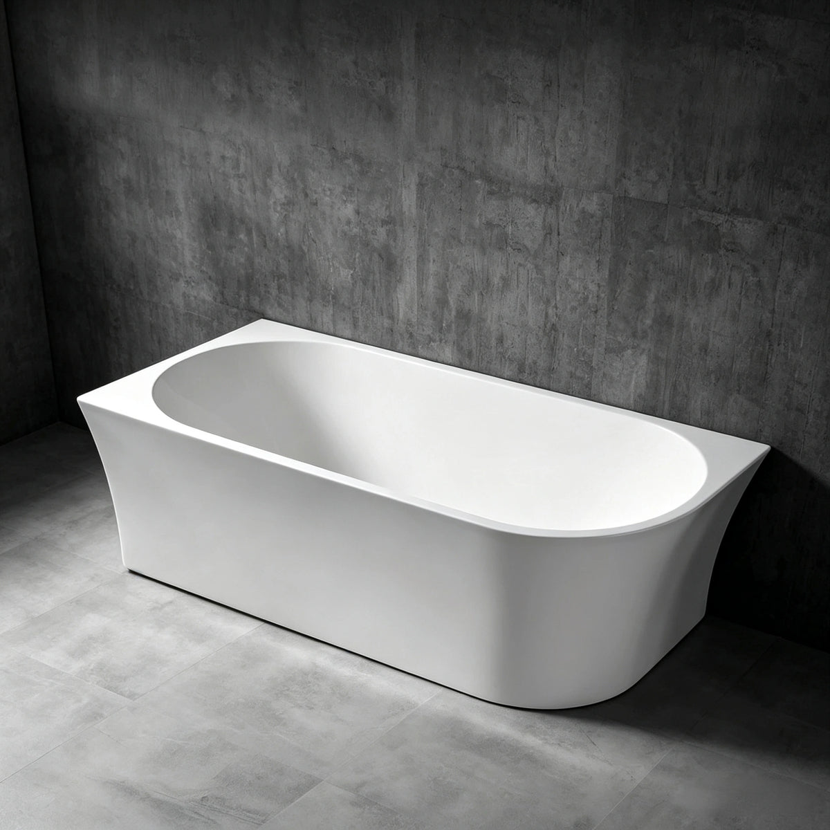 Top-angle view into the tapered bathtub basin.