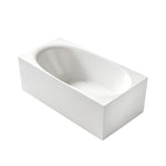 Three-quarter view of the 67-inch wide-rim rectangular acrylic freestanding bathtub.
