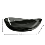 Dimension diagram for the 71-inch transparent black resin bathtub.