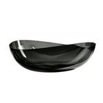 Front view of the 71-inch transparent black sculptural resin freestanding bathtub.