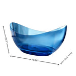 Dimension diagram for the 71-inch transparent blue crescent bathtub.