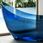 Close-up of the raised crescent end and transparent blue sidewall.