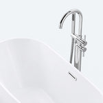 Partial shot of bathtub interior with display faucet