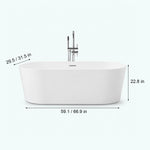 Dimensions for oval freestanding bathtub, 59.1 inch/66.9 inch
