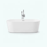 Freestanding oval acrylic soaking tub, seamless curved white body