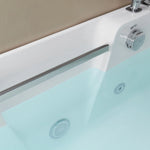 Close-up of 304 stainless steel grab handle and tub interior