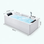 Dimensions for 66.9-inch rectangular whirlpool bathtub.
