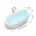 Dimensions for oval freestanding bathtub, 59.1 inch/63.0 inch/66.9 inch