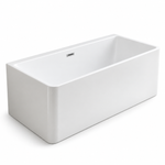 Rectangular white acrylic freestanding one-piece soaking tub