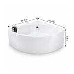 Dimensions for 45.3-inch corner sector bathtub