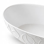 Close-up of bathtub rim and exterior 3D embossed texture