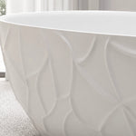 Macro shot of 3D embossed pattern on white bathtub outer wall