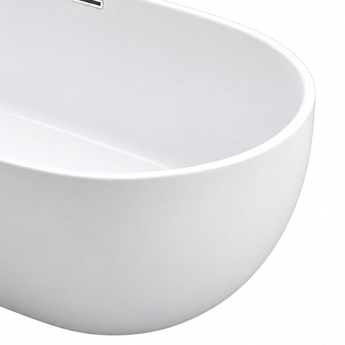 Close shot of bathtub rim and curved smooth outer wall surface