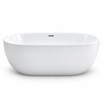 Oval smooth freestanding soaking tub, empty tub with drain included, no faucet