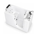 Walk-in soaking tub with side entry door, safety grab bar