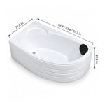 Corner freestanding bathtub, 59.4/63.4/67.3 in.