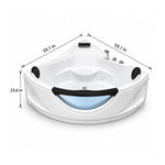 Dimensions for 59.1-inch corner whirlpool bathtub