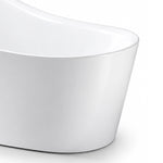 Partial view of smooth glossy bathtub side wall and rounded top edge