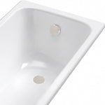 Inner tub detail, chrome overflow outlet and bottom drain hole