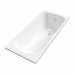 Drop‑in rectangular bathtub with wide mounting flange, seamless interior