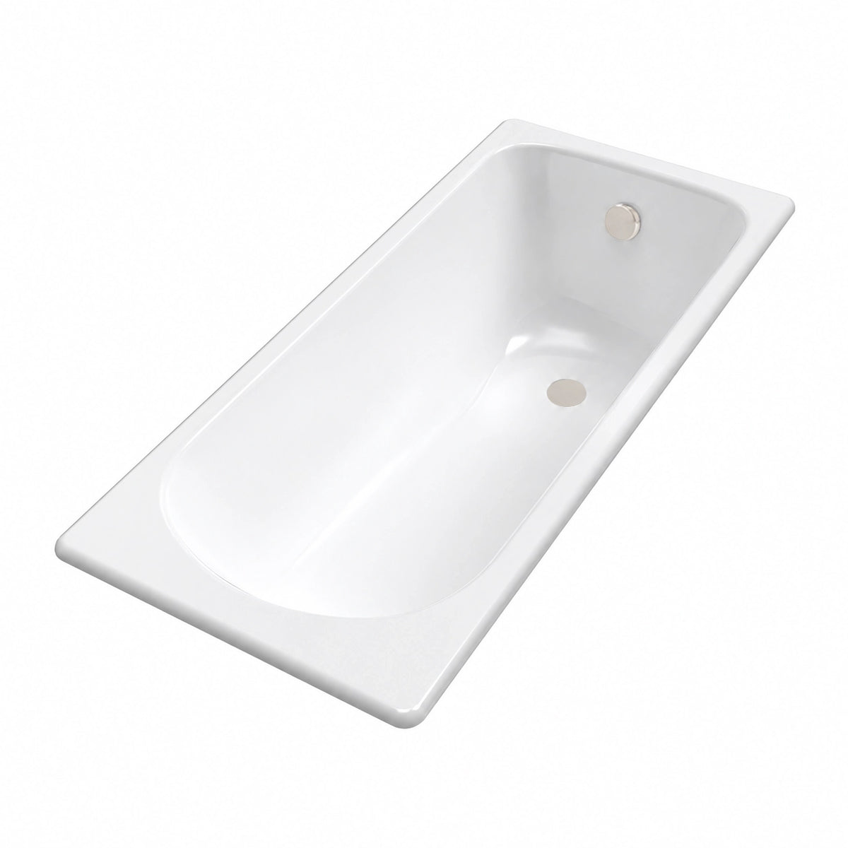 Drop‑in rectangular bathtub with wide mounting flange, seamless interior