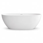 Freestanding soaking bathtub, solid one-piece oval tub in matte white finish
