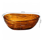 Dimensions for 67-inch oval amber wavy freestanding bathtub.