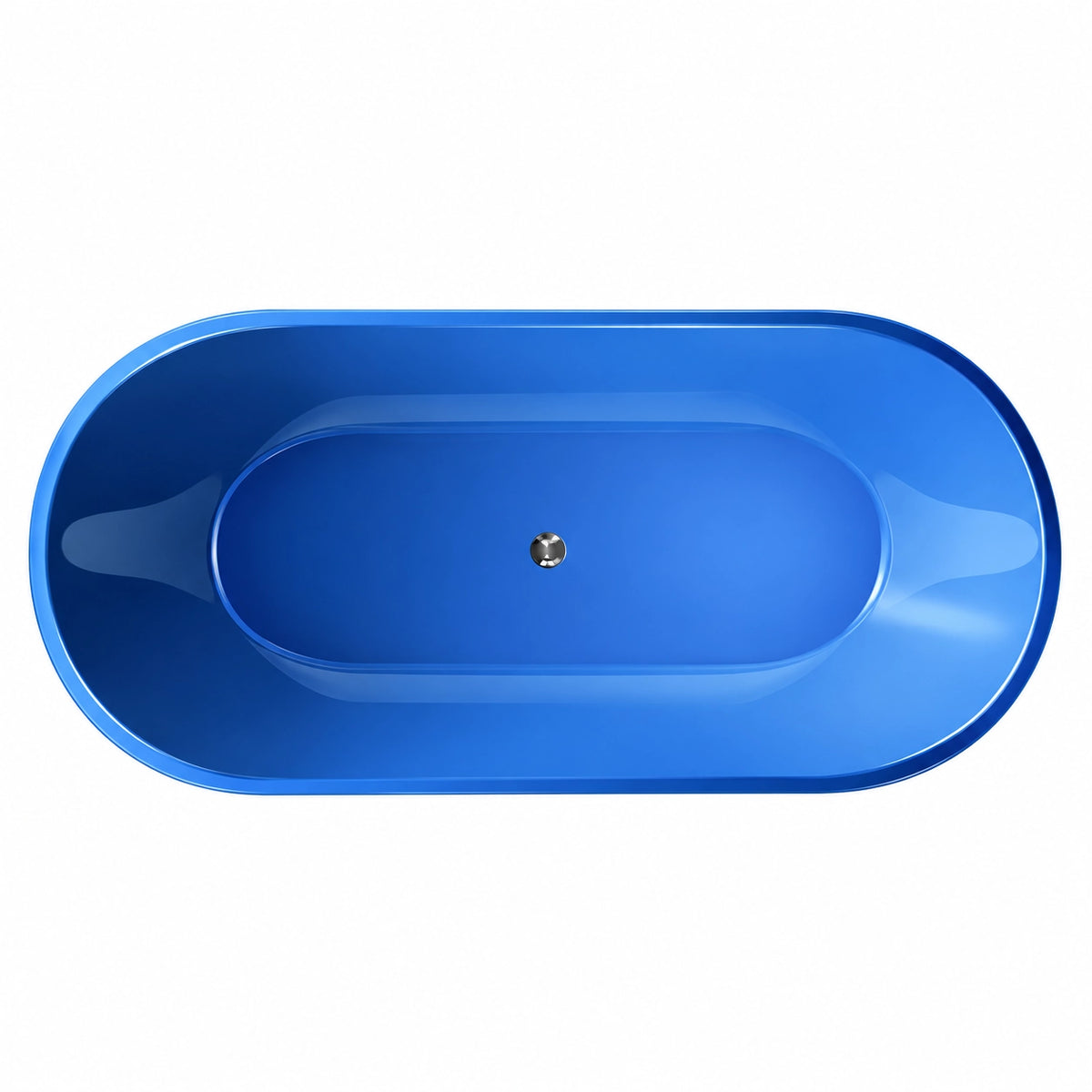 Oval drop-in tub, blue finish, overhead view