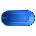 Oval drop-in tub, blue finish, overhead view