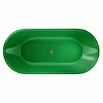 Oval drop-in soaking bathtub, green finish, top-down view