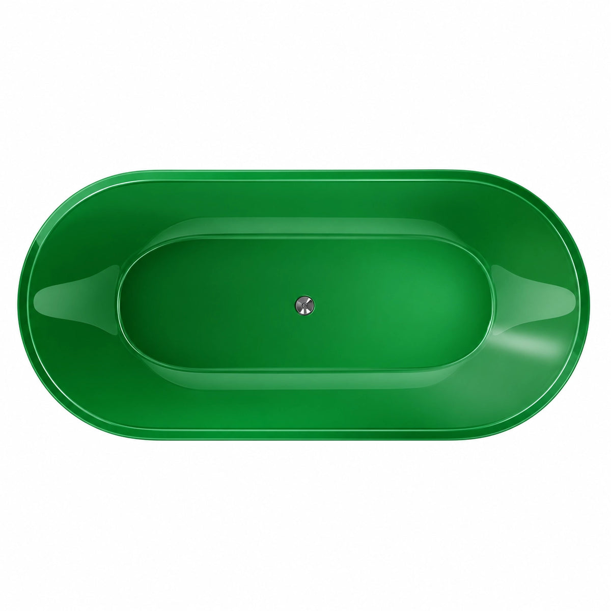 Oval drop-in soaking bathtub, green finish, top-down view