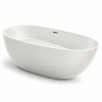Freestanding acrylic soaking tub, Oval matte white finish with built-in overflow