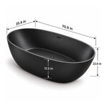 Black oval freestanding solid surface bathtub dimension for 70.9-inch