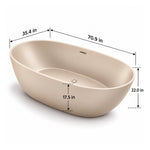 Cream oval freestanding solid surface bathtub dimension for 70.9-inch.