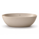 Freestanding oval solid surface soaking tub, cream solid body