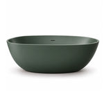 Freestanding oval solid surface bathtub, dark green finish