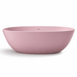Freestanding oval solid surface soaking bathtub, matte pink seamless finish