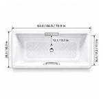 Rectangular drop-in bathtub, available lengths 63.0/66.9/70.9 in