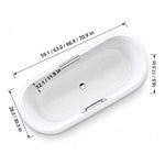 Drop-in oval acrylic bathtub with dimension 59.1 inch/63 inch/66.9 inch/70.9 inch.