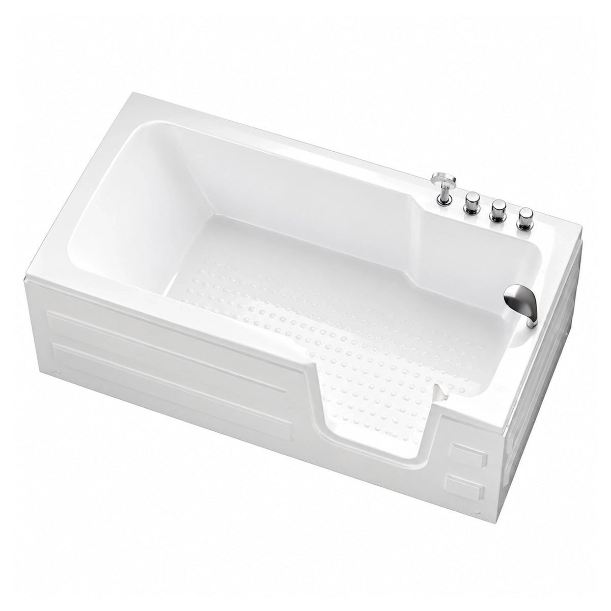 Walk-in accessibility bathtub, one-piece acrylic body with side entry door and decorative outer apron