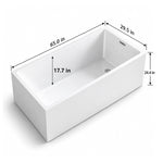 Dimensions for 65.0-inch Rectangular freestanding bathtub