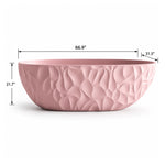 Soft pink sculptured freestanding tub, size 66.9 inches length, 31.5 inches width, 21.7 inches height