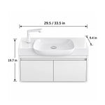 Dimensions for wall‑mounted bathroom vanity, 29.5-inch/33.5-inch