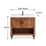 Freestanding rustic wooden bathroom vanity with sink, 23.6 inch/31.5inch