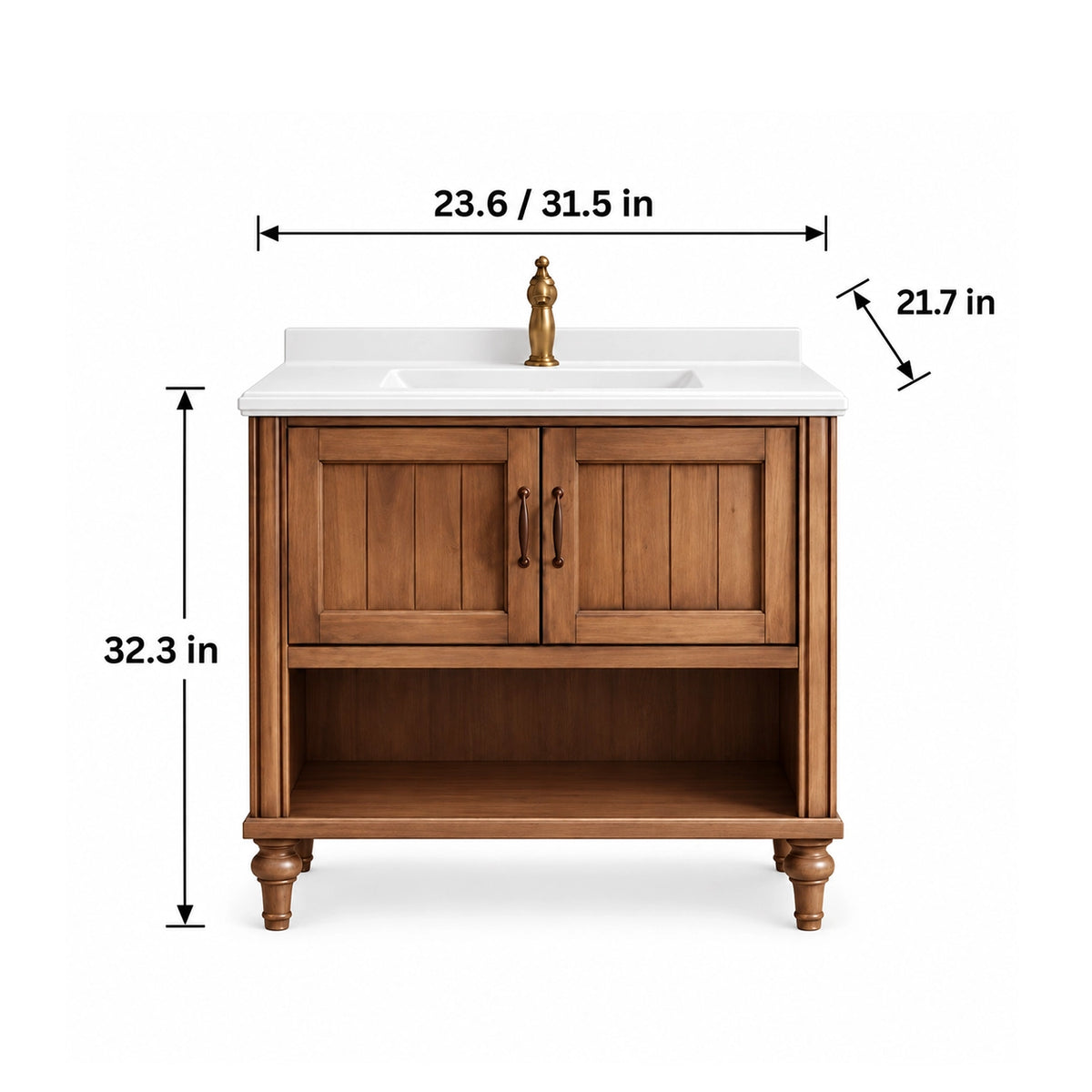 Freestanding rustic wooden bathroom vanity with sink, 23.6 inch/31.5inch