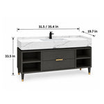Dimensions for modern freestanding bathroom vanity with white marble top,31.5 inch/35.4 inch