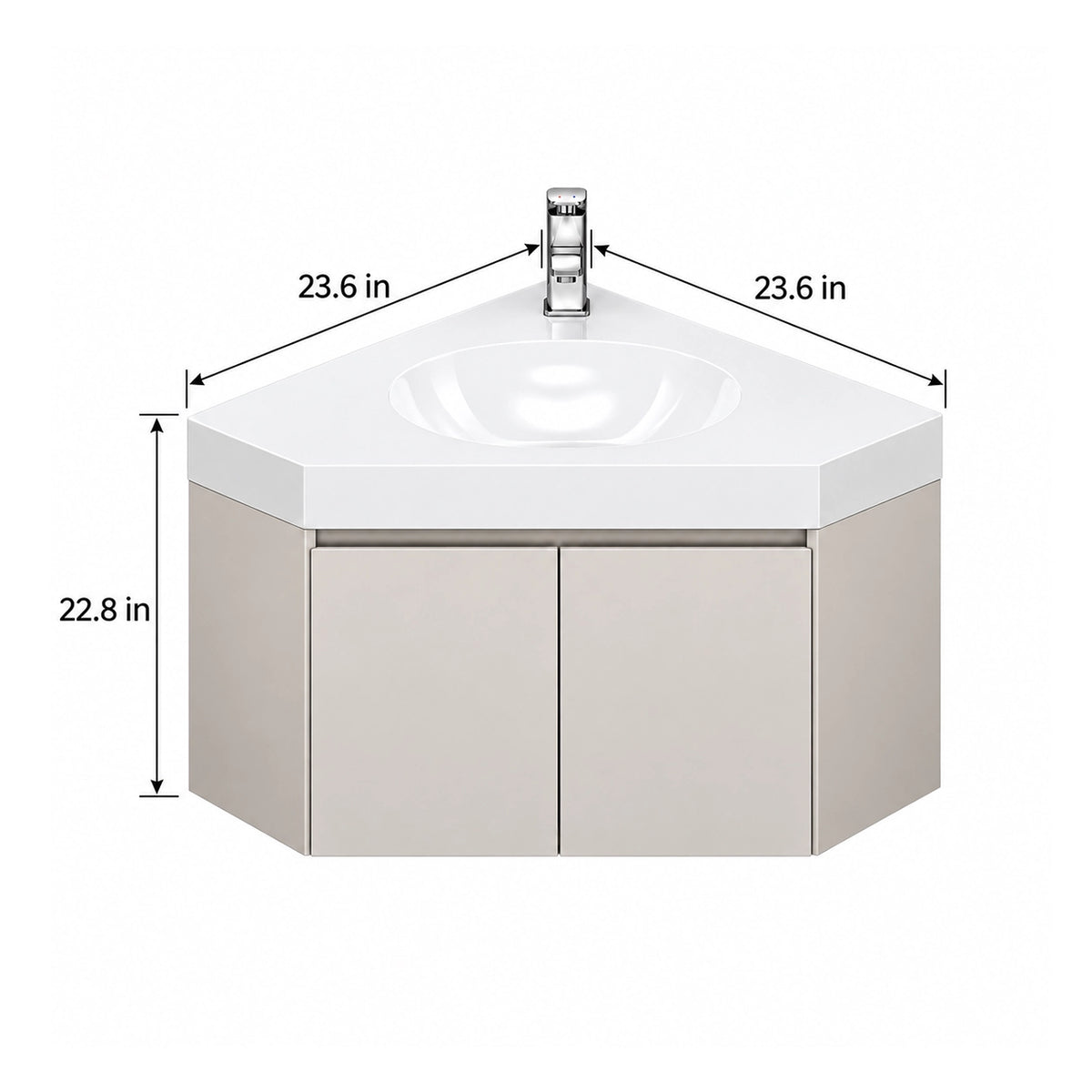 Triangular wall‑mount bathroom vanity,23.6in